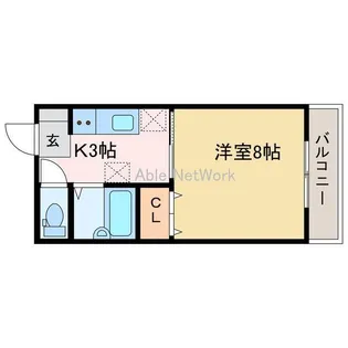 1DKの間取り画像