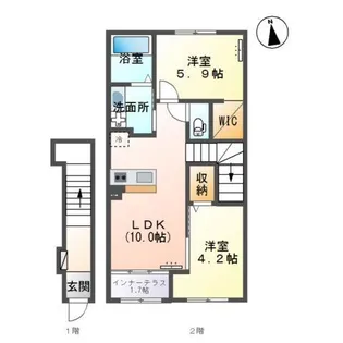 ミルフルール【2階】の間取り