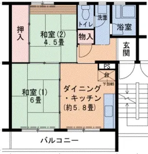有野団地B【4階】の間取り