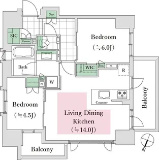 シティハウス南品川【2階】の間取り