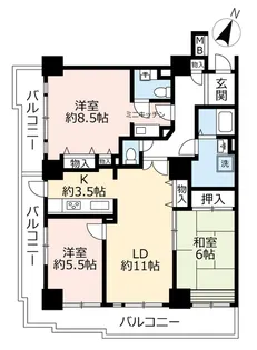 UR白鳥パークハイツ大宝【5階】の間取り