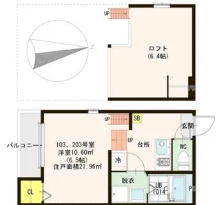 大阪府東大阪市横枕【アパート】の間取り