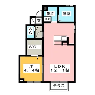 ジーウィズダム B棟【1階】の間取り