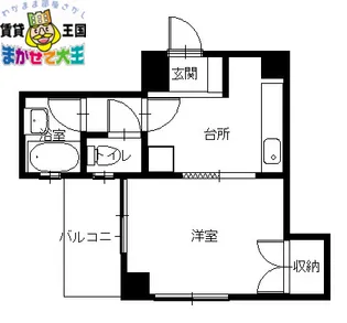 1DKの間取り画像
