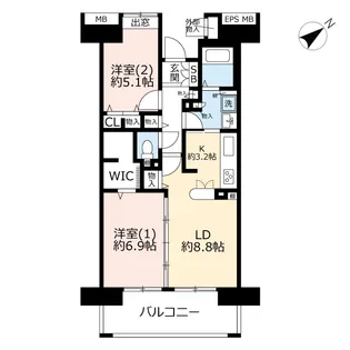URビーコンヒル能見台サウスヒル【9階】の間取り