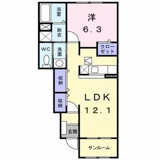 ミニヨンコリーヌB【1階】の間取り
