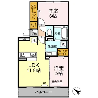 D roomパークサイド吉塚【3階】の間取り