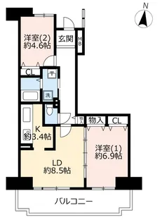 UR西国分寺ゆかり四番街【6階】の間取り