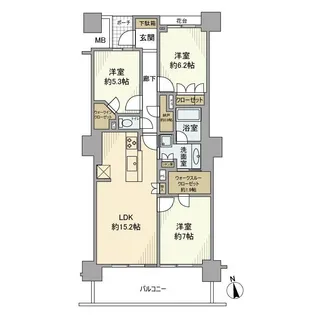 コットンハーバータワーズベイウエスト【10階】の間取り