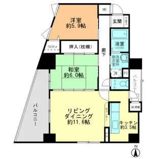 ダイアモンドビュー【7階】の間取り