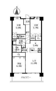 グランヴィル百道【1階】の間取り