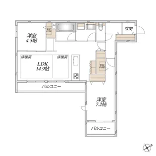 (仮称)市ノ坪メゾン【2階】の間取り