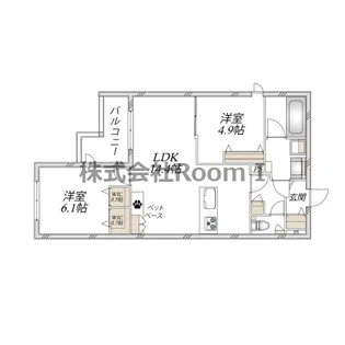 【ペット共生】ヘーベルメゾン アトル【旭化成ヘーベルメゾンHEBEL【3階】の間取り