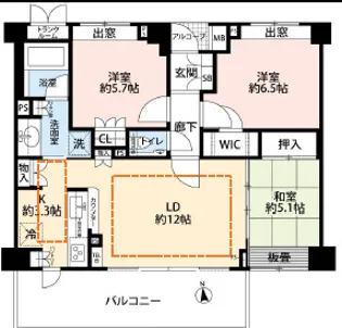 山王プレイス【3階】の間取り