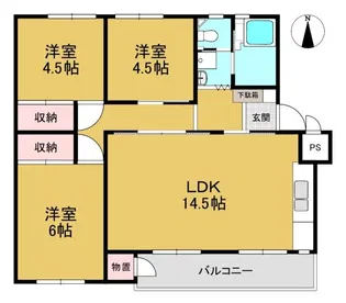 長岡天神ハイツ11棟【3階】の間取り