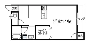 第1ピノキオコーポ西棟(1R)【2階】の間取り
