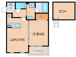 クレスト姪浜【1階】の間取り