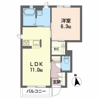 シャーメゾン朝日ヶ丘F【1階】の間取り