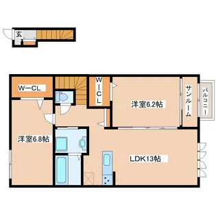 カーサ・デル・ソーレ八幡【2階】の間取り