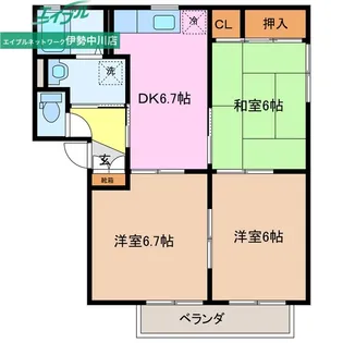 オークコートA棟【2階】の間取り