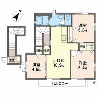 リストーロ平和台 A棟【2階】の間取り