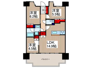 ライオンズ川口並木グランゲート【4階】の間取り