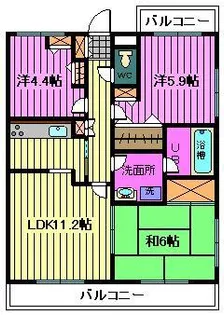 東急ドエルアルス大宮【3階】の間取り
