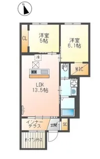 クラポティ新涯【1階】の間取り