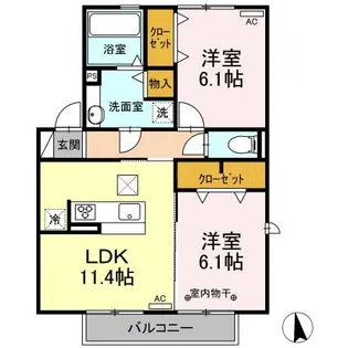 シャン・ド・フルール【2階】の間取り