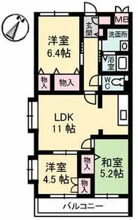 グランリューくるめ木【2階】の間取り