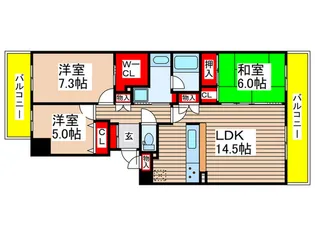 アクアフォレスタルネ稲毛 フォレスタ棟【4階】の間取り
