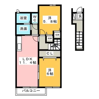 プリムローズ A【2階】の間取り