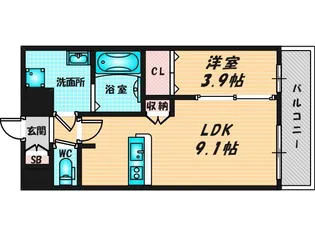 アドバンス大阪クラージュ【8階】の間取り