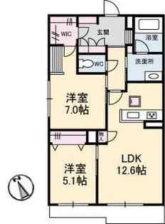 パルボヌール【1階】の間取り