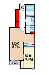 エクラ クローゼット二日市【1階】の間取り