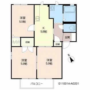 ファミール濱田【2階】の間取り