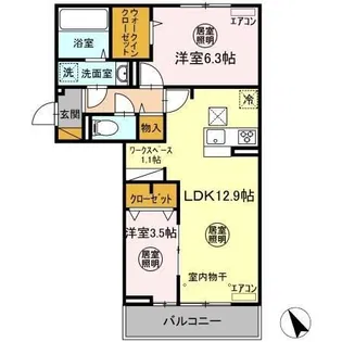 セレナ ヴィラ 新原【1階】の間取り