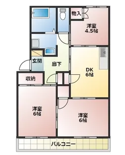 ◆西ヶ崎グリーンハイツII【1階】の間取り