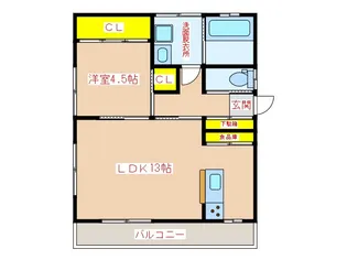 1LDKの間取り画像