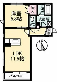 プロヌーブ富田【1階】の間取り