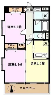 埼玉県蕨市錦町2【マンション】の間取り