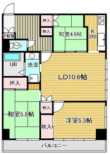 グランディール紫竹山【5階】の間取り