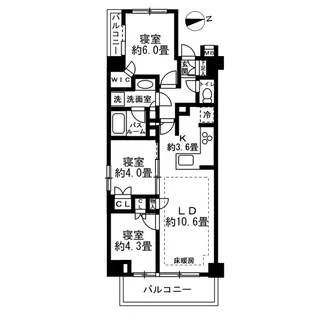 オープンレジデンシア北綾瀬【5階】の間取り