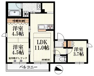 (仮称)梅里2丁目メゾン東棟【2階】の間取り