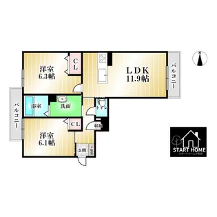 グランドベレオ田宮【3階】の間取り