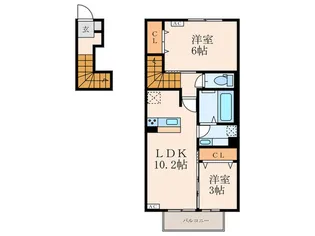 プレステージ城野駅南【2階】の間取り