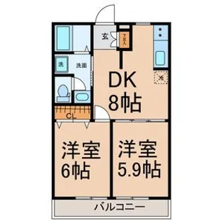ライオンズ左右木【2階】の間取り