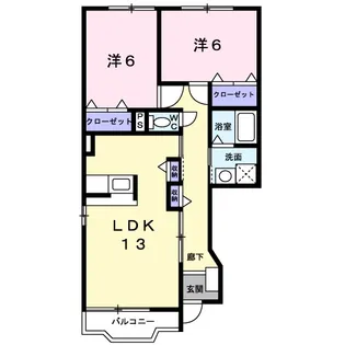 西小路ハイツ III【1階】の間取り