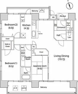 グレイスコート浅草【8階】の間取り