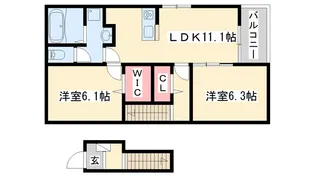メゾンドアポロン【1階】の間取り
